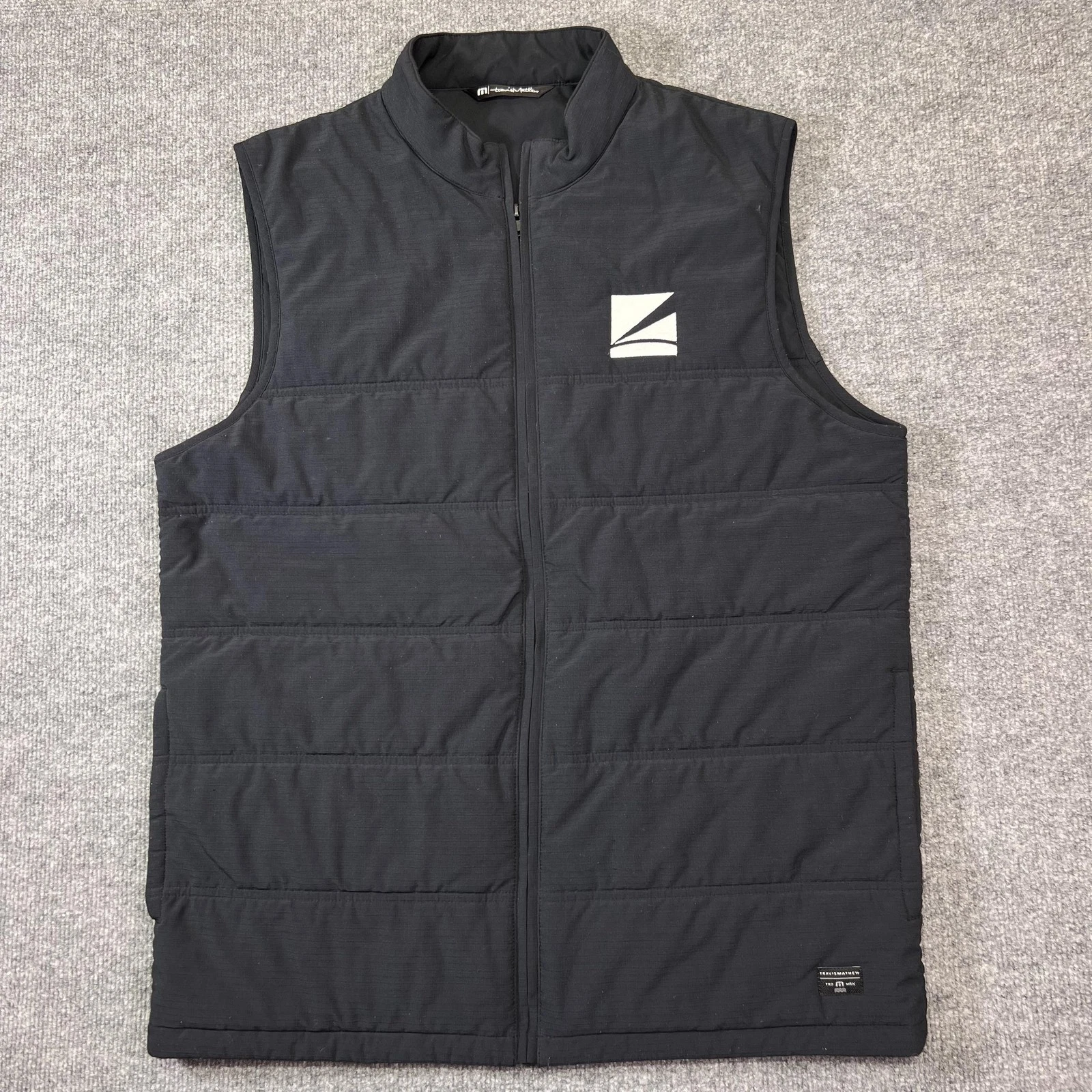 Travis Mathew Vest Mens Large Black Quilted Full Zip Insulated Golf TM1MW453