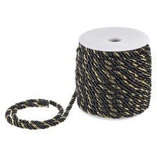 22 Yards Soft Twisted Rope Trim,5mm Black and Gold Polyester Cord for DIY Craft
