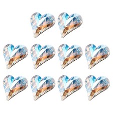 10 Pcs 3D Heart Nail Charm Rhinestones Crystal Heart Gems 12x13mm, Starry White