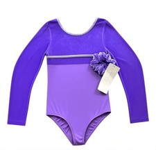 NWT Danskin Now Girls Small 6 6X Long Sleeve Leotard w/Surplice Back Hair Tie