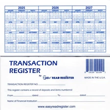 12 Checkbook Registers with 2025–2027 Calendars Transaction & Budget Tracker