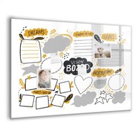 Glas Memoboard Komplett Mit Schwarzem Marker Schwamm Magneten NeujahrsvorsäTze