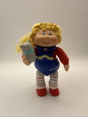VTG Cabbage Patch Kids Poseable PVC Figure Blonde Girl w/ Cat 1984 Rainbow RARE