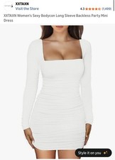 XXTAXN Women's Sexy Bodycon Long Sleeve Backless Party Mini Dress
