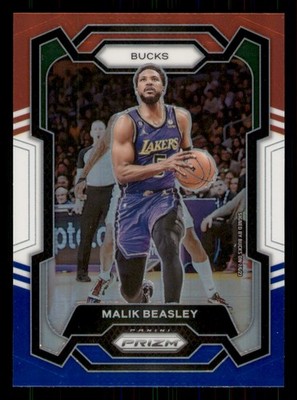 Malik Beasley 2023-24 Panini Prizm #237 Prizms Red White & Blue Milwaukee Bucks