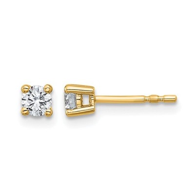 14 Karat Gelbgold 1/3 kt im Labor gezüchteter Diamant runde Ohrstecker mit vier Krappen