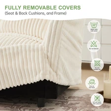 NEW⚡L-Shaped Slipcovered Sectional Sofa Couch,Comfy Deep Seat Cloud Couch w/Conv