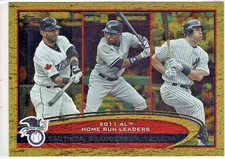 2012 Topps League Leaders AL HR Bautista/Granderson/Teixeira Gold Sparkle # 302
