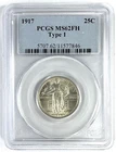1917 P Type 1 Standing Liberty Quarter PCGS MS62FH Full Head Key Date