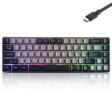 Grey Black Wired 60 Mechanical Gaming Keyboard RGB LED 68 Keys Red Switch