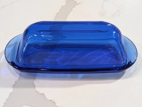 Vintage Cobalt Blue Anchor Hocking Butter Dish