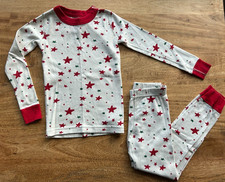 Hanna Andersson PJ Set Size 110 5 EUC White w/ Stars Organic Cotton