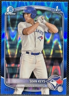 Sean Keys 2025 Bowman Chrome 1st Blue RayWave/150 Blue Jay Color Match Call Up