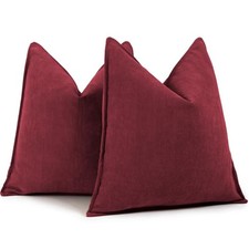 Pillow Covers 18x18 Set of 2 Chenille Throw 18" x 18" Pack of 2 Burgundy