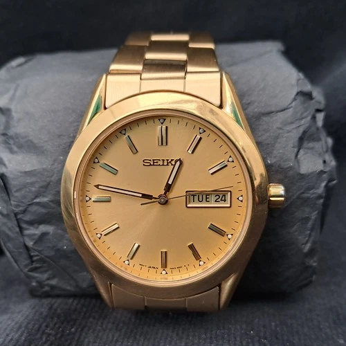Seiko Men's 7N43 -9070 Gold Plated Japanese Quartz Fashion Watch Vintage