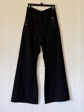 Vintage 60's US Navy Wool Sailor Pants Navy Wide Leg Button Front Unisex S/M