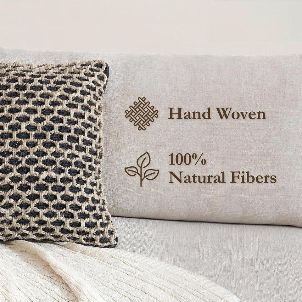 Jada Geometric Black 20 In. X 20 In. Braided Jute Decorative Throw Pillow - Image 3 of 4