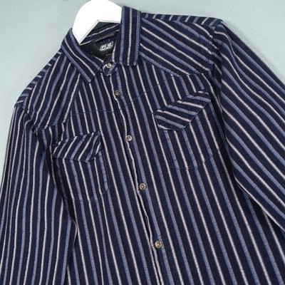Diesel 55 DSL Hemd Herren Large blau grau gestreift Cord Freizeit Langarm Oberteil
