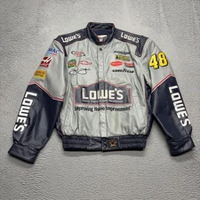 Chase JH Design NASCAR Lowe’s Jimmy Johnson #48 Leather Jacket Mens Medium Grey
