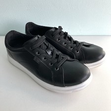 Skechers Bobs Black Faux Leather Trainers Shoes Size 5.5