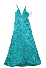 DB Studio Dress Womens 8 Jade Lace A-Line Plunge V-Neck Formal Evening Gown