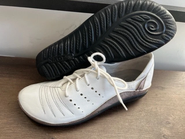 NAOT Women s Kumara White Silver Lace up Leather Sneaker Shoes sz 36 5 5.5