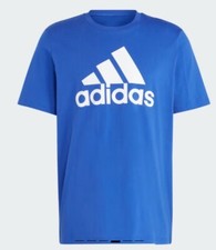 adidas men Essentials Single Jersey Big Logo Tee Size LT Blue