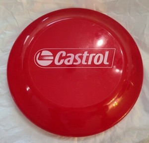 Rare Vintage 9.25" Red w/White Letters Castrol Motor Oil Frisbee by Flyer - USA