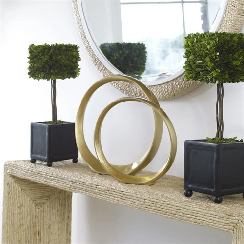 Uttermost Jimena 2-Piece Contemporary Aluminum Ring Sculpture Set in Gold - Picture 5 of 5