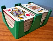 6 Deck Playing Card Tray Canasta Hand & Foot Samba Pine Green about 4 X 5.5 in