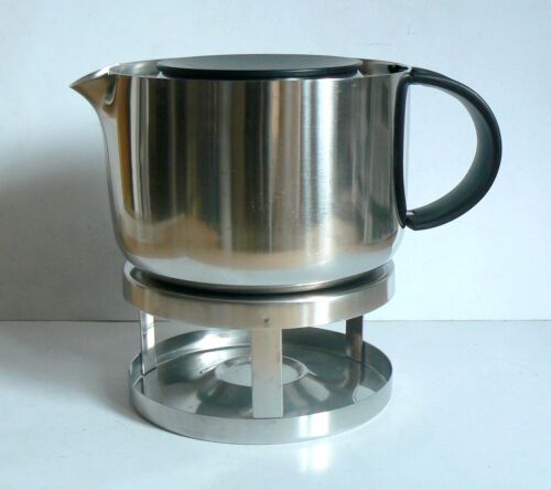 STELTON TEEKANNE + STÖVCHEN CHROM PURISTISCHES DENMARK DESIGN