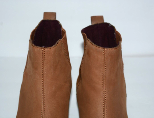 TOMS CLEO CAMEL BROWN LEATHER & LEOPARD ANKLE CHELSEA BOOTS WOMEN 8.5 M *EUC* - Picture 5 of 10