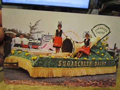 U2 Old OHIO Chrome Postcard Sugarcreek Swiss Cheese Festival Parade Float Queen