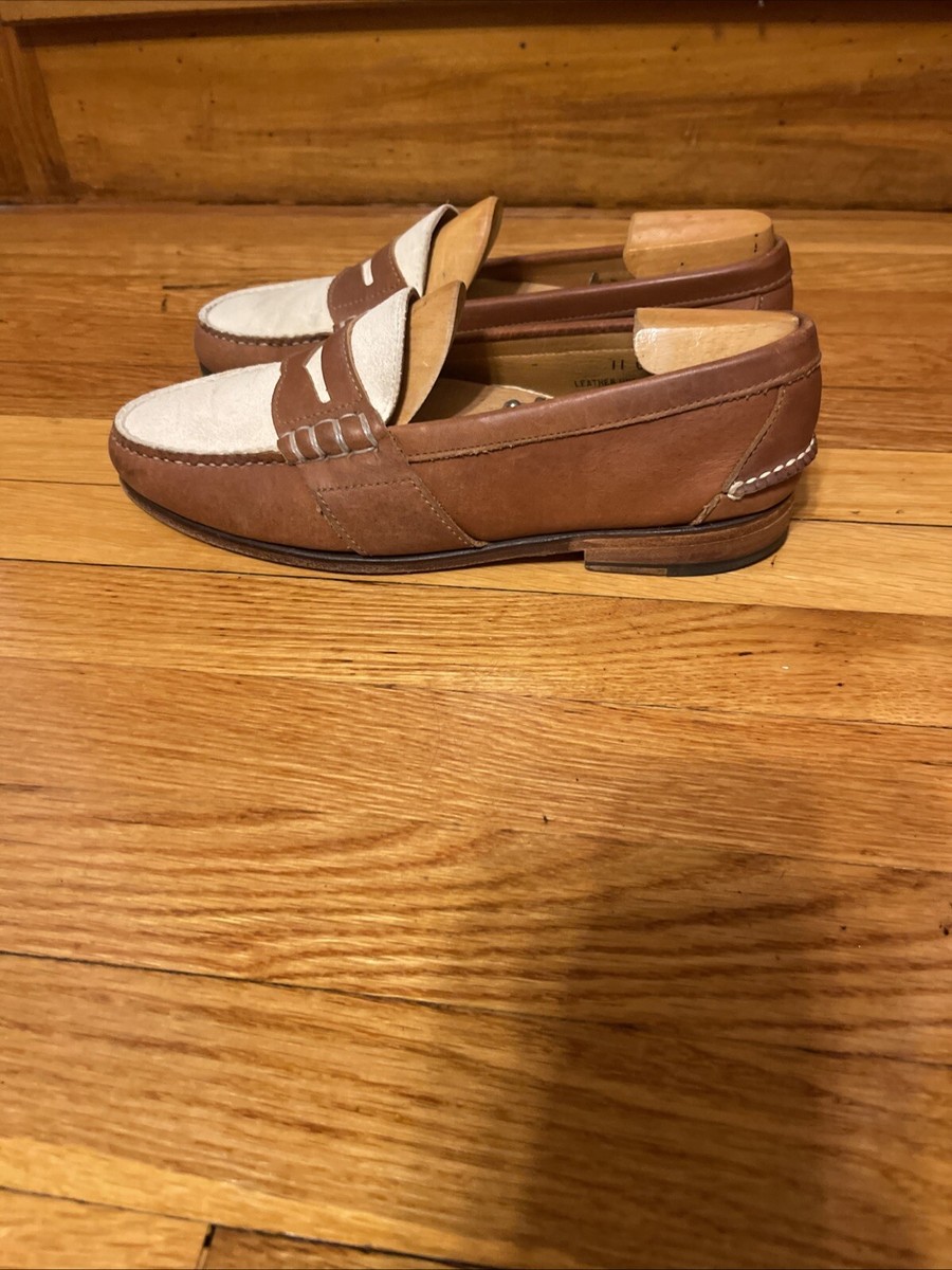 Ralph Lauren Chalmers Leather Canvas Penny Loafers Men's Size 9.5D