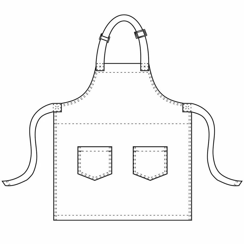 Chef Code 2-PACK 34" Delantal Denim con 2 Bolsillos y Cuello Ajustable CC532DNM Foto 3 de 3