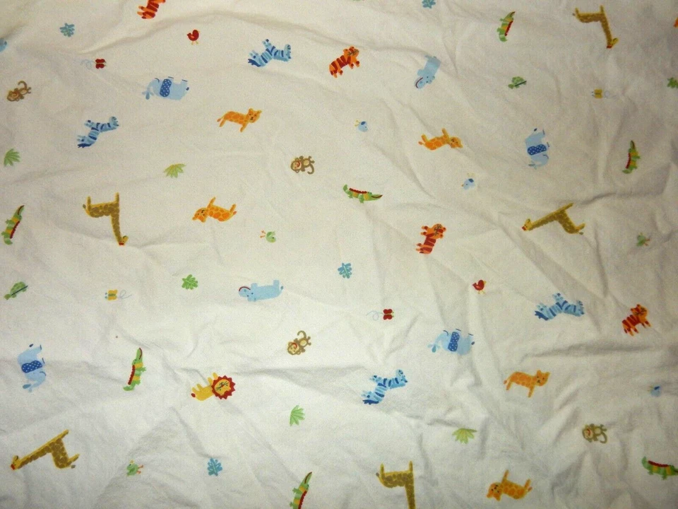 1H LN 复古 CARTER'S Safari 丛林动物园野生动物贴合婴儿床床单大象 — 第 2/4 张图片
