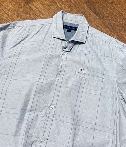 Mens Shirt | Mens Retro Tommy Hilfiger Grey Shirt Size Large/XL, Retro Shirt - Picture 2 of 4