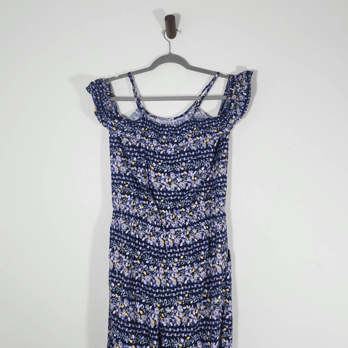 Old Navy Blue and Pink Floral Print Jumpsuit Size 16 XXL Girls Boho Romper - Picture 5 of 8