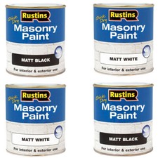 Rustins Quick Dry Masonry Paint For Interior & Exterior White Black 250ML 500ML