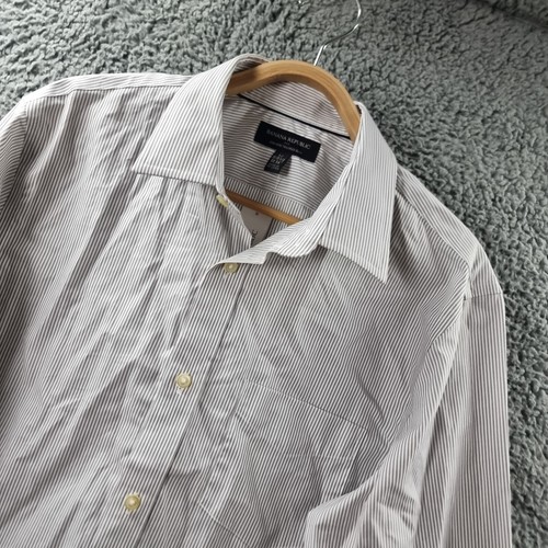 New Banana Republic Mens Dress Shirt Size M Slim Fit Grey White Stripe Collared - Picture 3 of 15