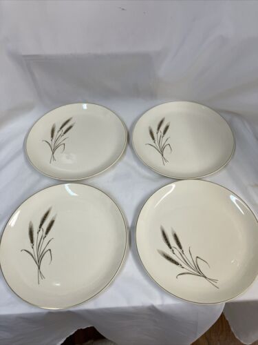 4 Salem Royal Joci 10" Dinner Plates 23kt Gold Wheat Hand Decorated 1960 ‘s Good - Picture 1 of 13
