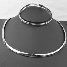 Fashion Silver Stainless Steel Unisex Women Choker Bracelet Necklace Link Set