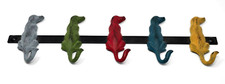 Cast Iron DOG with 5 Hooks for Towel, Coat, Hat, Key Rack etc, 18 3/4" Long