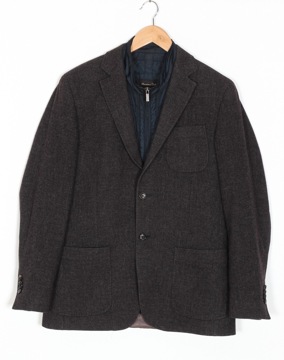 MASSIMO DUTTI Quilt Vest Lined Wool Blazer Jacket Men Size EU 50 USA 40 MJ4513