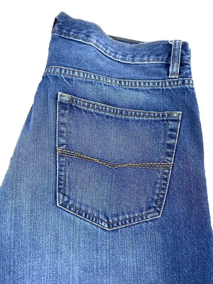 Pantalones de mezclilla para hombre talla 36x28 pierna recta azul lavado oscuro talla Ruff talla Foto 4 de 4