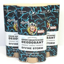 (3 PACK) Dr. Squatch Men's Deodorant - Divine Storm, 2.65 oz (Oval Packaging)