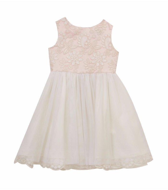 RARE EDITIONS Girls' 14, 16 Pink & Ivory Embroidered Bodice Dress NWT $86