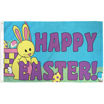 HAPPY EASTER RELIGIOUS  3'X5'  POLY FLAG