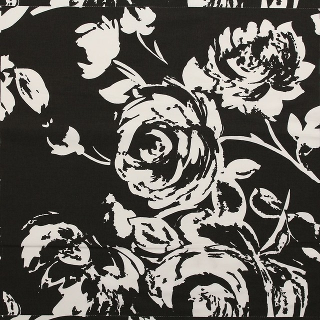 100 COTTON BLACK WHITE ROSES CUSHION PANEL FABRIC eBay