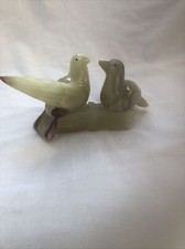 Vintage Onyx Green / Brown Ornament / Paperweight Birds On A Branch